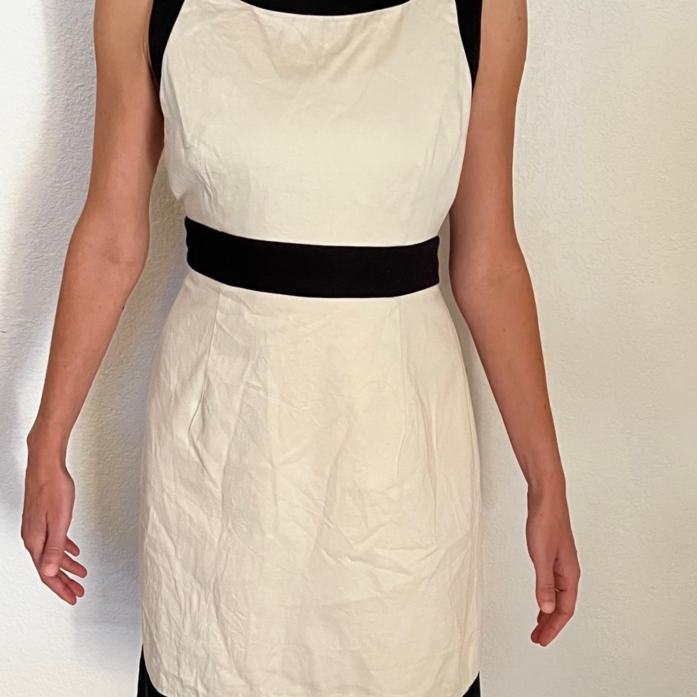 Ann Taylor Ivory Dress w/ Black Trim - 6P